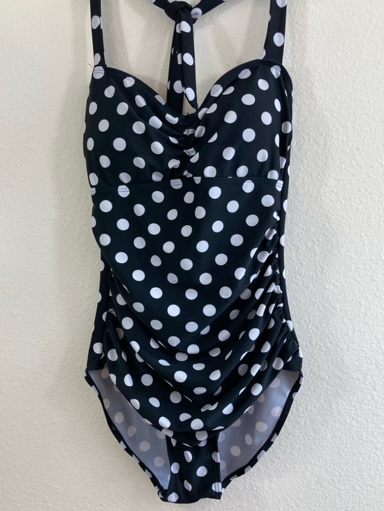 Other - Black and White Halter Tie Polka Dot One-Piece Swimsuit Size S